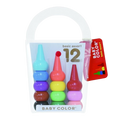 Aozora Baby Color Crayons 12 Basic Colours - Non-Toxic & Easy Grip