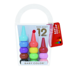 Aozora Baby Color Crayons 12 Basic Colours - Non-Toxic & Easy Grip