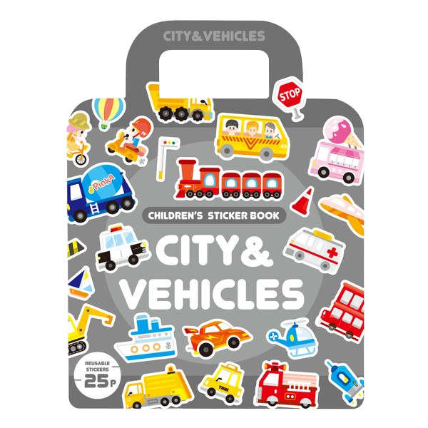 PinkA Reusable Educational Jelly Sticker Book - City and Vehicles