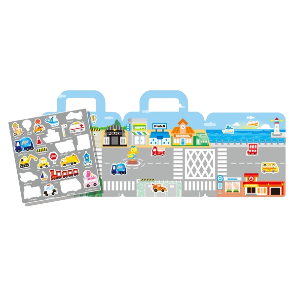 PinkA Reusable Educational Jelly Sticker Book - City and Vehicles