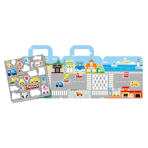 PinkA Reusable Educational Jelly Sticker Book - City and Vehicles