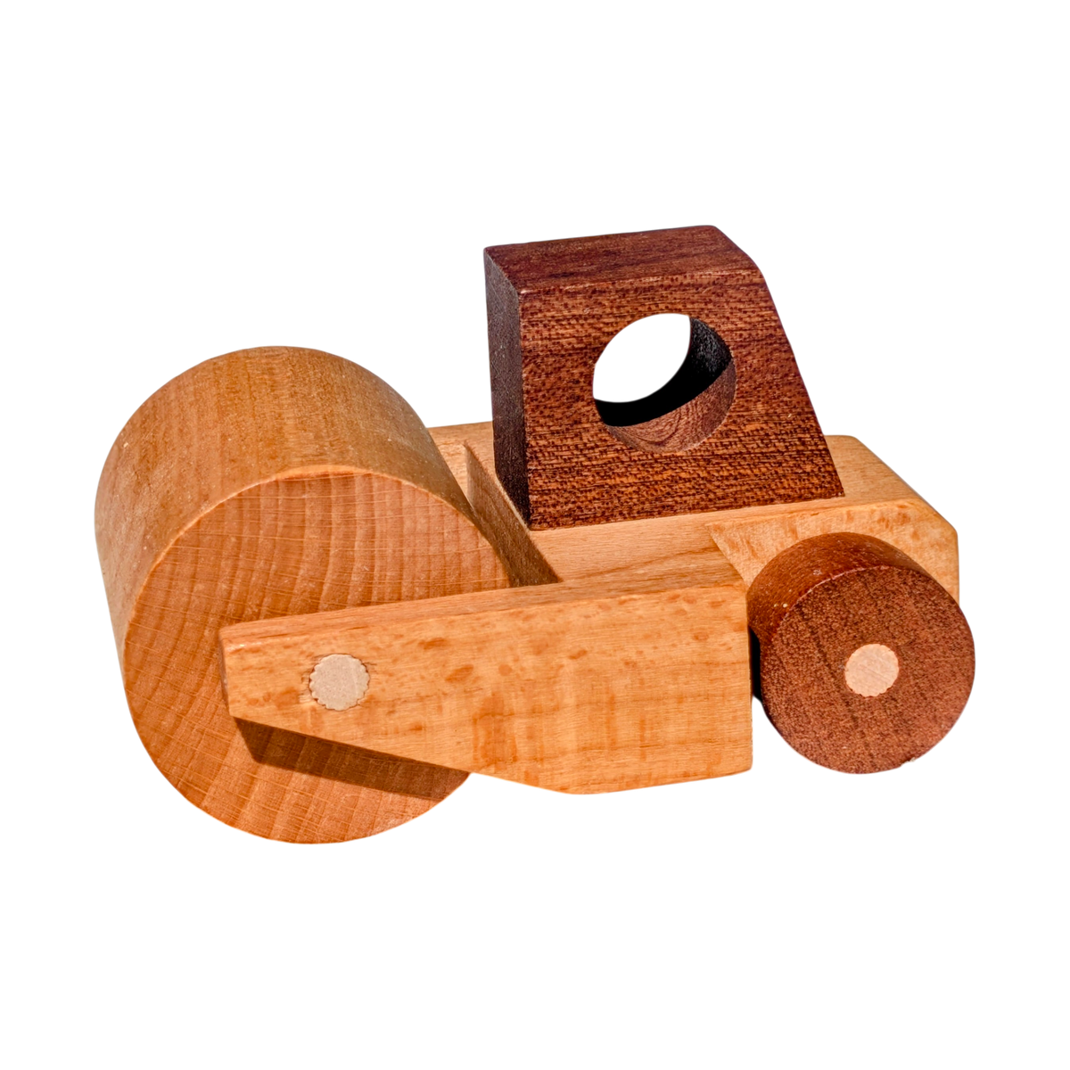 Kienvy Solid Wood Construction Vehicle - Mini Road Roller