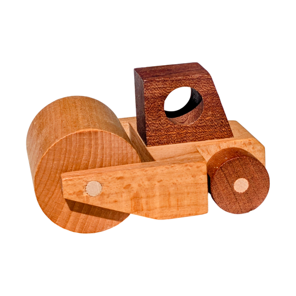 Kienvy Solid Wood Construction Vehicle - Mini Road Roller