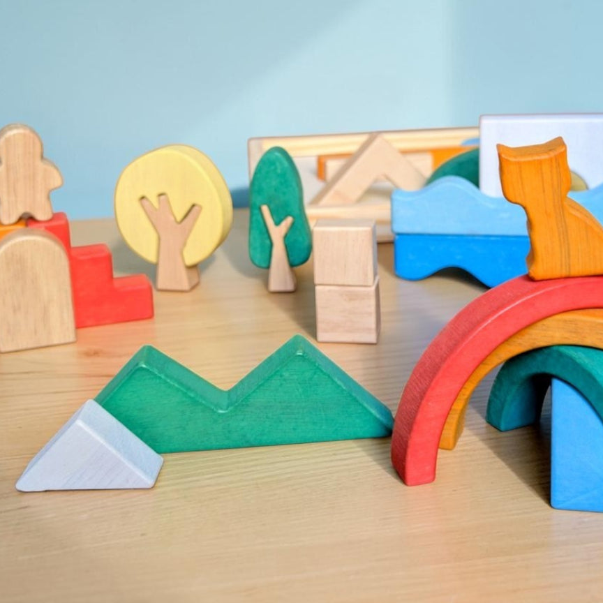 Montessori-inspired Creative Wooden Building Blocks
