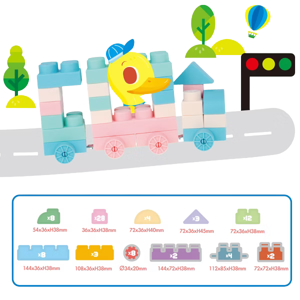 Wonder Child - Non-Toxic, Easy to Clean Soft Block - 82 pieces