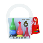 Aozora Baby Color Crayons - 6 Basic Assort Colours - Non-Toxic & Easy Grip
